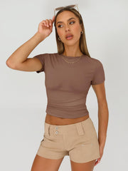 AUTOMET Womens 3 Piece Short Sleeve Shirts Basic Going Out Slim Fitted Crop Tops 2025 Summer Y2k Clothes