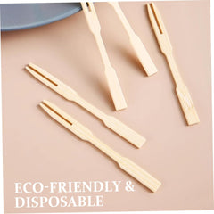 160Pcs Appetizer Forks, 3.5 Inch Small Bamboo Fruit Picks, Eco-Friendly & Disposable Forks for Desserts, Sandwiches, Burgers, Salads, Buffets, Vegetables