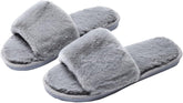 Plush Anti-slip Household Slippers for Men and Women Soft-soled Warm Floor Shoes Grey Comfortable Indoor Footwear