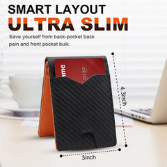 Men's Wallet slim wallet Carbon Fiber Bi-Fold Wallet - RFID Blocking Ultra Thin Card Holder (Holds 10+ Cards) Business & Travel Essential (Perfect Day Gift)