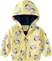 Meufam Toddler Boys Girl Cute Cartoon Plaid Print Zip Jacket Hooded Plush Fashion Lightweight Windbreaker Coats Outerwear