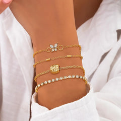 Chunky Gold Bracelet Stack Cuff Bangles for Women Trendy Non Tarnish Dainty Silver Chain Bracelet Layered Snake Chain Cuban Link Bracelet Pack for Women 2025