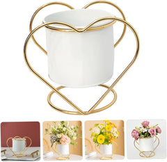 balacoo Metal Planter Pot Stand Nordic Style Iron Flower Pot Heart Planter for Home Office Balcony Rustic Decor