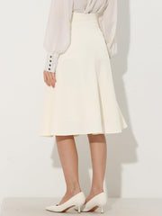 Allegra K Midi Skirt for Women Side Zipper High Waist Elegant Flared Flowy A Line Work Skirts