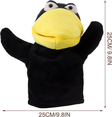 LOGOFUN Crow Hand Puppet Plush Bird Glove Puppet Cartoon Animal Pretend Play Storytelling Party Interactive Toys for Kids
