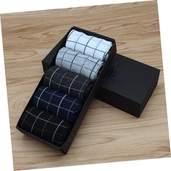 5pairs Warmest Thickened Cotton Socks for Men Wicking Breathable Square Grid Pattern Mens Socks