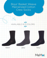 MeMoi Boys' Basket Weave Mercerized Cotton Crew Socks