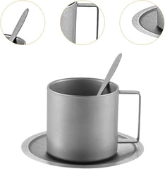 Coffee Mug Coffee Cup Smooth for Latte Juice for Men Women Unbreakable with Handle for Camping Tea Cup with Saucer and Spoon