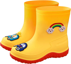 Baby Waterproof Rain Boots,Kids Rain Boots Boys Girls Lightweight Rubber PVC Rain Boots Waterproof Non-Slip Shoes 3-10Y (Yellow, 5.5-6Years)