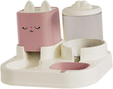 Automatic Cat Feeder Waterer Food Feeder Removable Double Bowl Pet Water Food Bowl with Water Dispenser for Laundry Rooms