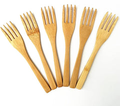 6-Piece Bamboo Utensils Bamboo Four Fork