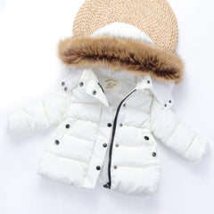 6M-5T Child Kids Winter Fur Hooded Thicken Jacket Solid Color Hoodie Zipper Coats Warm Outerwear Jacket Clothes