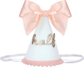 Half Birthday Hat, Bow Glitter Pink Princess Cone Crown, Boho Sweet Party Hat with Bow, 6 Months Birthday Small Decoration, Cake Parties Photo Props, Pink Party Supplies