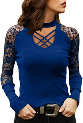 Women Y2K Lace Tops Shirt for Teen Girl Short Style Exposed Navel Lace Long Sleeve Spicy Girl Microfiber Tee Shirts