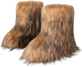 Women's Faux Fur Boots Size 9 - Mid-Calf Winter Snow Boots with Fluffy Lining, Y2K Fashion Warm Shoes for Women