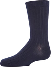 MeMoi Boys' Essential Ribbed Mercerized Cotton Crew Socks