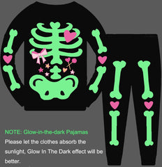 Tkria Kids Pajamas for Boys Skeleton Glow-in-The-Dark Cotton Sleepwear Toddler Clothes Halloween Outfit Size 1-7T…