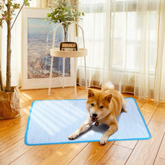 Cooling Mat Pad for Dogs Ice Silk Mat Dog Cooling Pad Summer Keep Your Pet Cool Pet Cool Mats for Dog and Cat Use in Crate Kennel Sofa Bed(S/50X40CM) wthin 5kg Pet, Blue