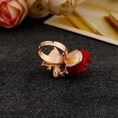 Women Ring Size Adjustable Rose Flowers Butterfly Diamond Lady Ring Jewelry Accessories Birthday Gift Red Practical