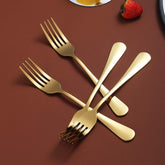 Generic Gold Dinner Forks Set of 4, 7.9IN Stainless Steel, Titanium Shiny Gold Plating, Sturdy and Dishwasher Safe