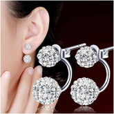 1 Pair Silver Exquisite Diamond-Studded Earrings, Silver Plated Trendy Design Hoop Earring, Sparkling Cubic Zirconia, Eye-Catching Gemstone Center, Ideal for Any Occasion (Silver)