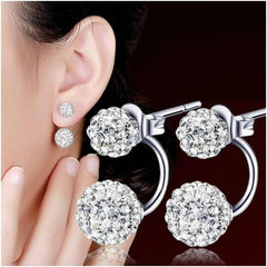 1 Pair Silver Exquisite Diamond-Studded Earrings, Silver Plated Trendy Design Hoop Earring, Sparkling Cubic Zirconia, Eye-Catching Gemstone Center, Ideal for Any Occasion (Silver)