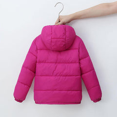 sfdgfhyf Toddler Kids Boys Girls Winter Warm Jacket Outerwear Solid Coats Hooded Down Fill Outwear Youth Fleece Jacket