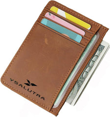 Front Pocket Minimalist Leather Slim Wallet RFID Blocking Medium Size Minimalist Wallet (brown)