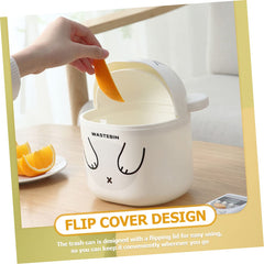 VICASKY Desk Trash Can PP Material Cute Kawaii Desktop Waste Bin Small Basket for Bedroom Office Living Tabletop Use