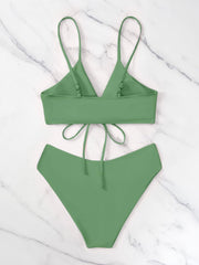 Meetall Women's High Cut String Triangle Bikini Set Swimsuits Sexy Bathing Suits 2 Piece