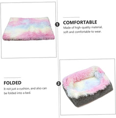 Yardwe 1pc Plush Cat Nest Colorful Mat for Cats and Dogs Easy to Unique Tie-dye Pattern Indoor Bed Cushion for