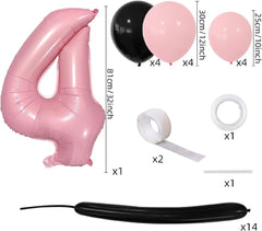 27Pcs Happy 4th Birthday Decorations Pink 4 Balloons,4th Year Old Party Supplies, Foil Helium Mylar Agate Star Heart Shaped Balloons Hot 4th Birthday Balloon for Princess Girl 4 Birthday Baby Shower