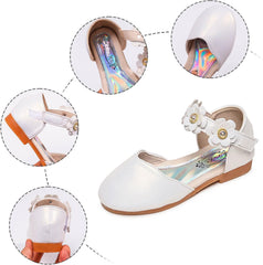 Girls' Sandals Fashion Spring and Summer Sandals Dress Dance Performance Princess Shoes Light Sequin Mesh Bow Shoes (White #2, 8.5 Toddler)