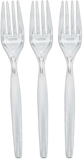 Fun Express - Clear Plastic Forks (50 Pc) - Party Supplies - Solid Tableware - Cutlery - 50 Pieces