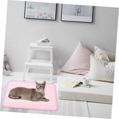Toyvian Pet Cooling Mat for Dogs Cats Self Cooling Breathable Ice Silk Bed Pad with Urine Absorption Multipurpose for Indoor Outdoor Travel and Pink