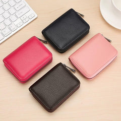 Stylish Credit Card Case, Versatile Wallet with Zipper and 12 Card Slots, Small Wallet for Men and Women - Black