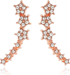 1 Pair Rose Gold Earrings, Star Shaped Dangle Earring for Women, Glamorous and Fashion Jewelry, Adorned with Cubic Zirconia, Delicate and Eye - Catching Earrings for Special Events(Rose Gold)