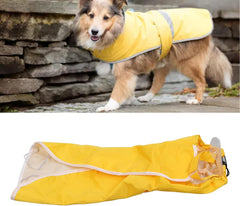 Dog Raincoat, Pet Rain Jacket, Adjustable Lightweight Hoodie Dog Raincoat with Reflective for Small Medium and Large Dogs Yellow (16)