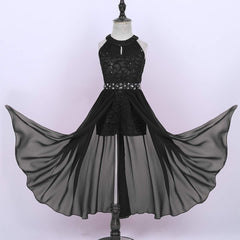 Kids High Neck Beaded Romper Flower Girls' Dress Bridesmaid Floral Lace Maxi Dance Gowns for Party Wedding