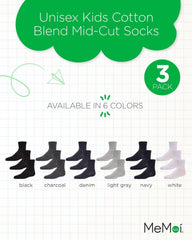 MeMoi Unisex Cotton Blend Mid-Cut Socks 3-Pack