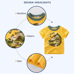 Toddler Baby Boy Short Sleeve Graphic Tee Shirts Kids Crewneck T-Shirt Tops Soft Shirts Cute Boys Tee (Grey, 1-2 Years)