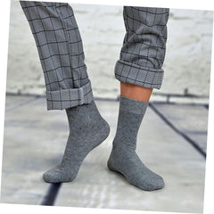 VALICLUD Men's Socks 5 Pairs of Comfortable Warm Cotton Crew Socks Rhombus Embroidery Sizes 38-43