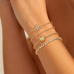 Chunky Gold Bracelet Stack Cuff Bangles for Women Trendy Non Tarnish Dainty Silver Chain Bracelet Layered Snake Chain Cuban Link Bracelet Pack for Women 2025