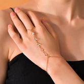 Gold Hand Chain Bracelet for Women Ring Beach Summer Jewelry Gifts