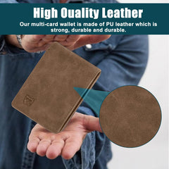 Mens Wallet, Front Pocket Bifold Wallet, Credit Card Holder, Minimalist, Front Pocket, Small Thin, Travel Wallet for Men-(Brown)