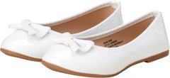 KENSIE GIRL Shoes - Classic Leatherette Ballet Flats with Glitter Bow (Toddler/Girl)