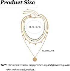Boho Western Layered Necklace for Women Turquoise Jewelry Country Concert Outfit Style