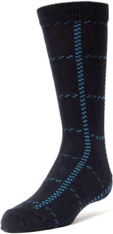 MeMoi Windowpane Plaid Boys Cotton Blend Dress Socks