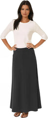 Baby'O Women's Stretch Cotton Knit Western Style A-Line Maxi Skirt with Jeans-Style Front Pockets