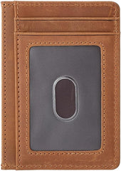 Front Pocket Minimalist Leather Slim Wallet RFID Blocking Medium Size Minimalist Wallet (brown)